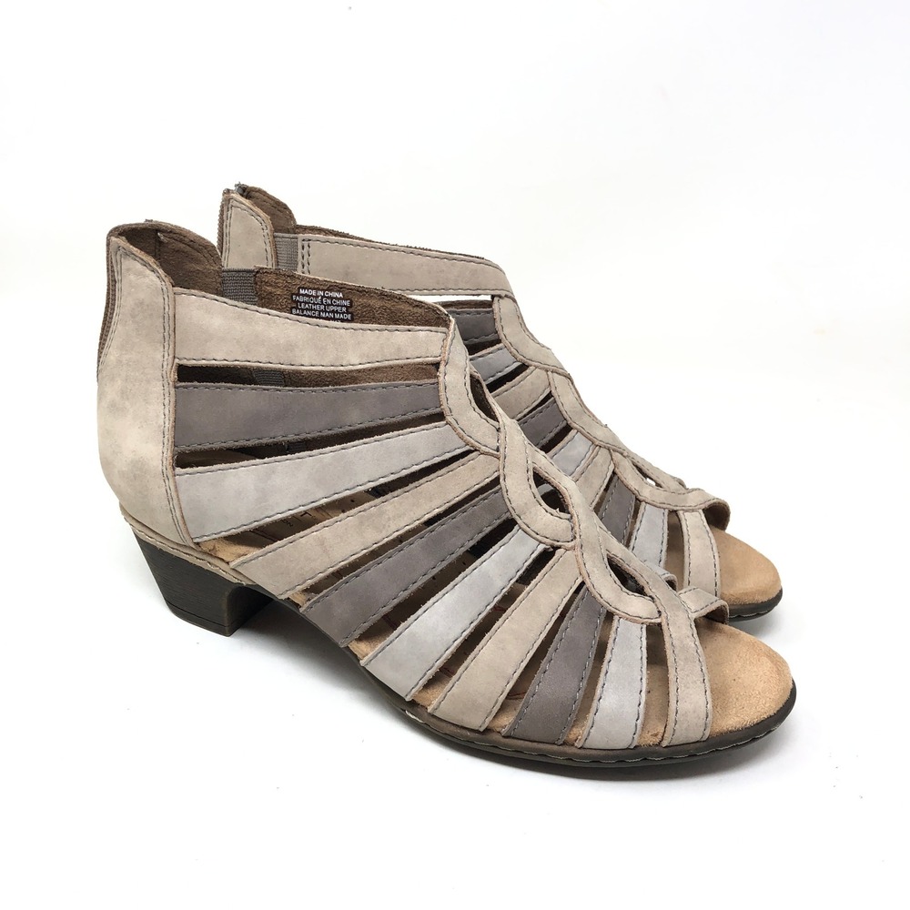 Rockport Cobb Hill Womens 6.5 Abbott Gladiator Sandal Caged Heel Open Toe